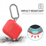 Wholesale Apple Airpods Charging Case Protective Silicone Cover Skin with Hang Hook Clip (Red)